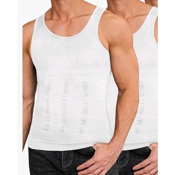 COOFANDY Men's White XL Compression Shirt Slimming Body Shaper Vest Gym Workout - Picture 1 of 9